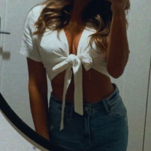 Showpo tie front crop top